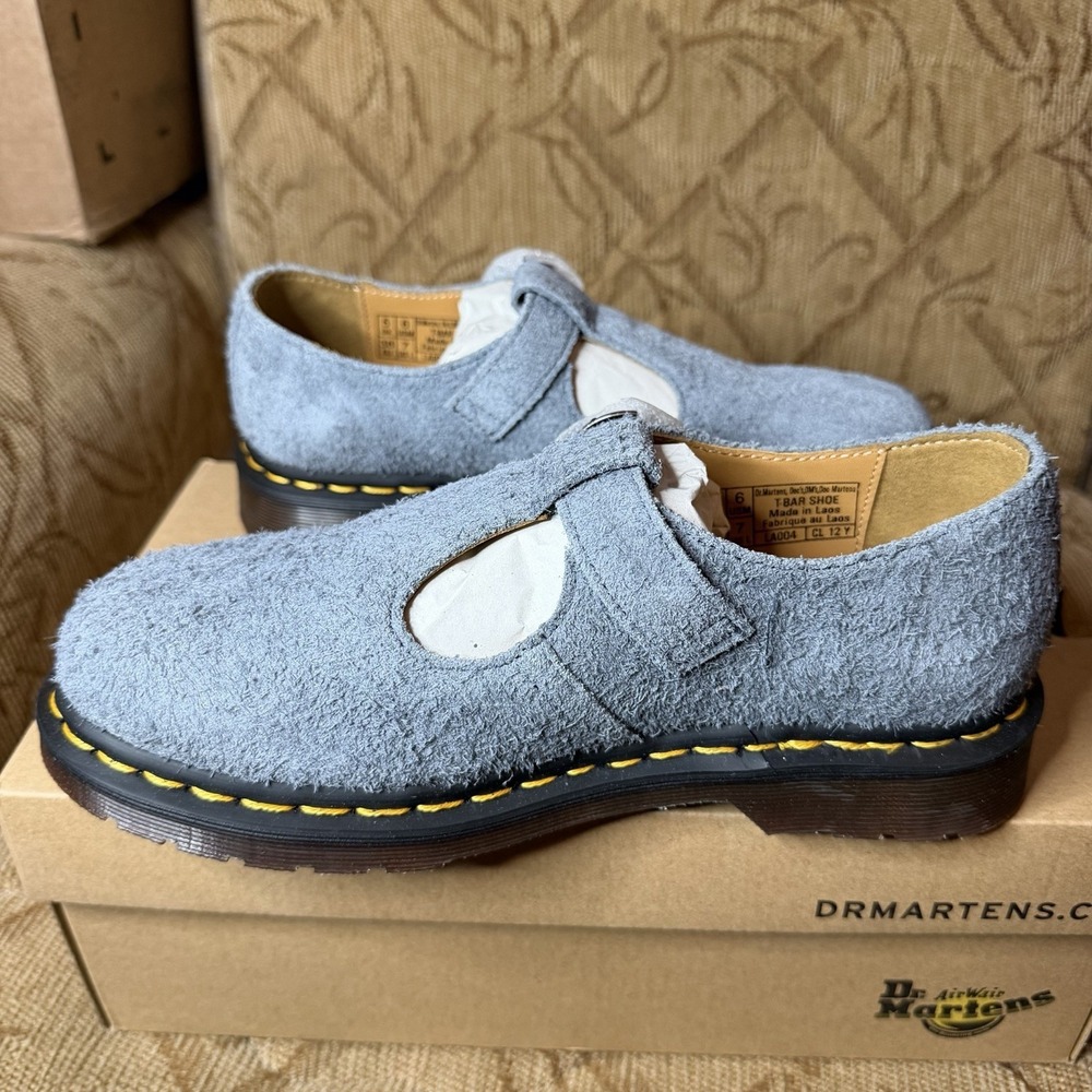 Dr. Martens Women's Size 7 Washed Denim Blue Suede T-Bar Mary Jane Shoes $190 - Picture 3 of 7